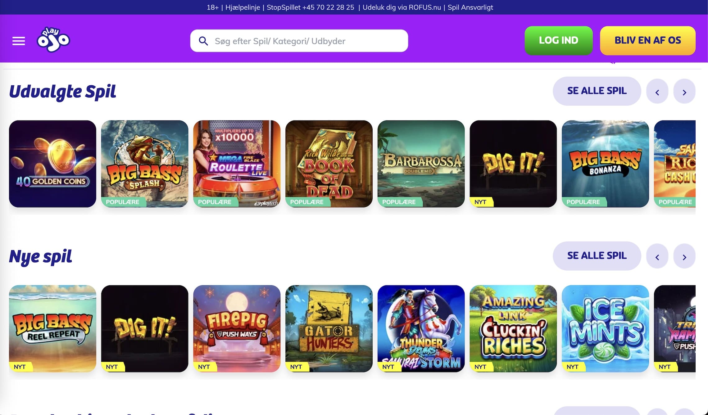 Playojo udvalgte spil